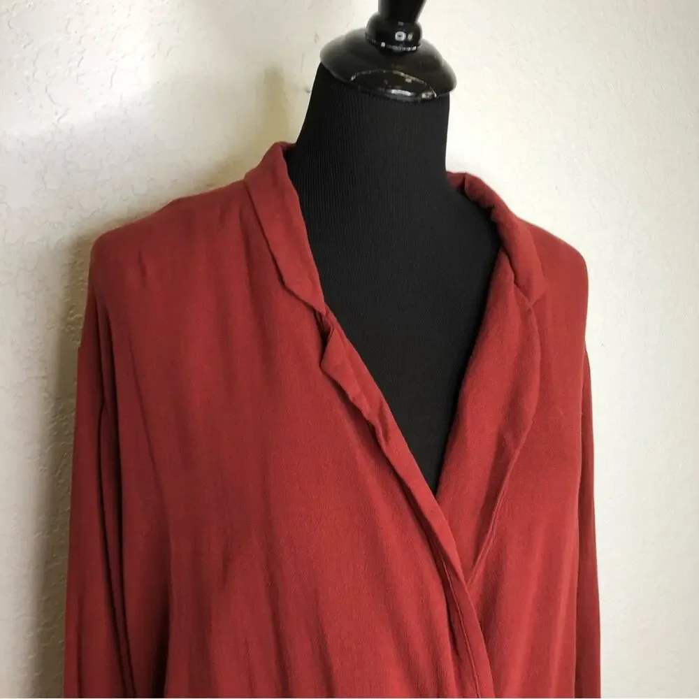 Intimately Free People Elsa rust red plunge wrap lace bottom bodysuit size Large
